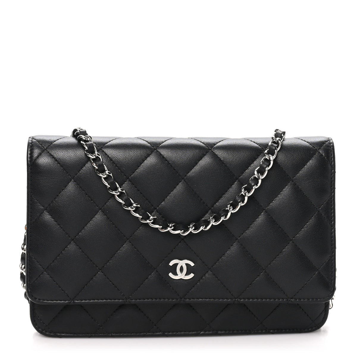 Chanel Lambskin Quilted Wallet On Chain WOC Black 1 of 11