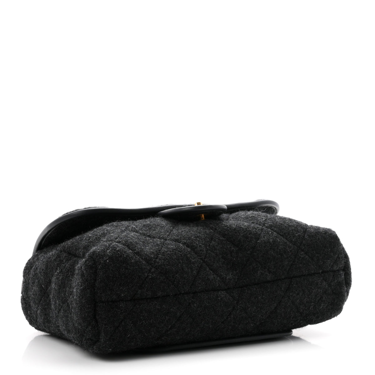 Chanel Wool Quitled Top Handle Maxi Flap Dark Grey 4 of 10