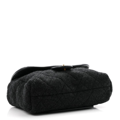 Chanel Wool Quitled Top Handle Maxi Flap Dark Grey 4 of 10