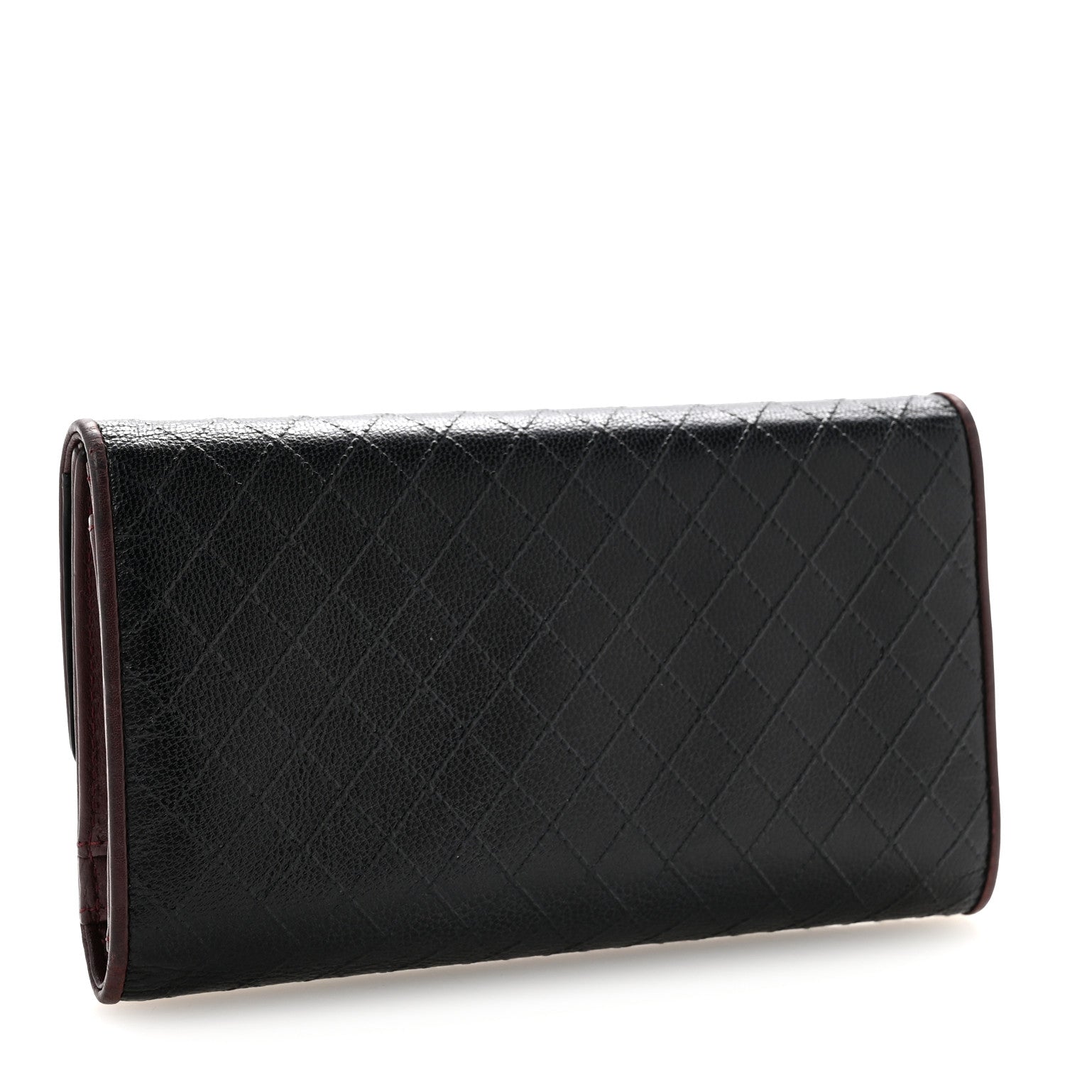 Chanel Calfskin Diamond Stitched Flap Wallet Black 3 of 12