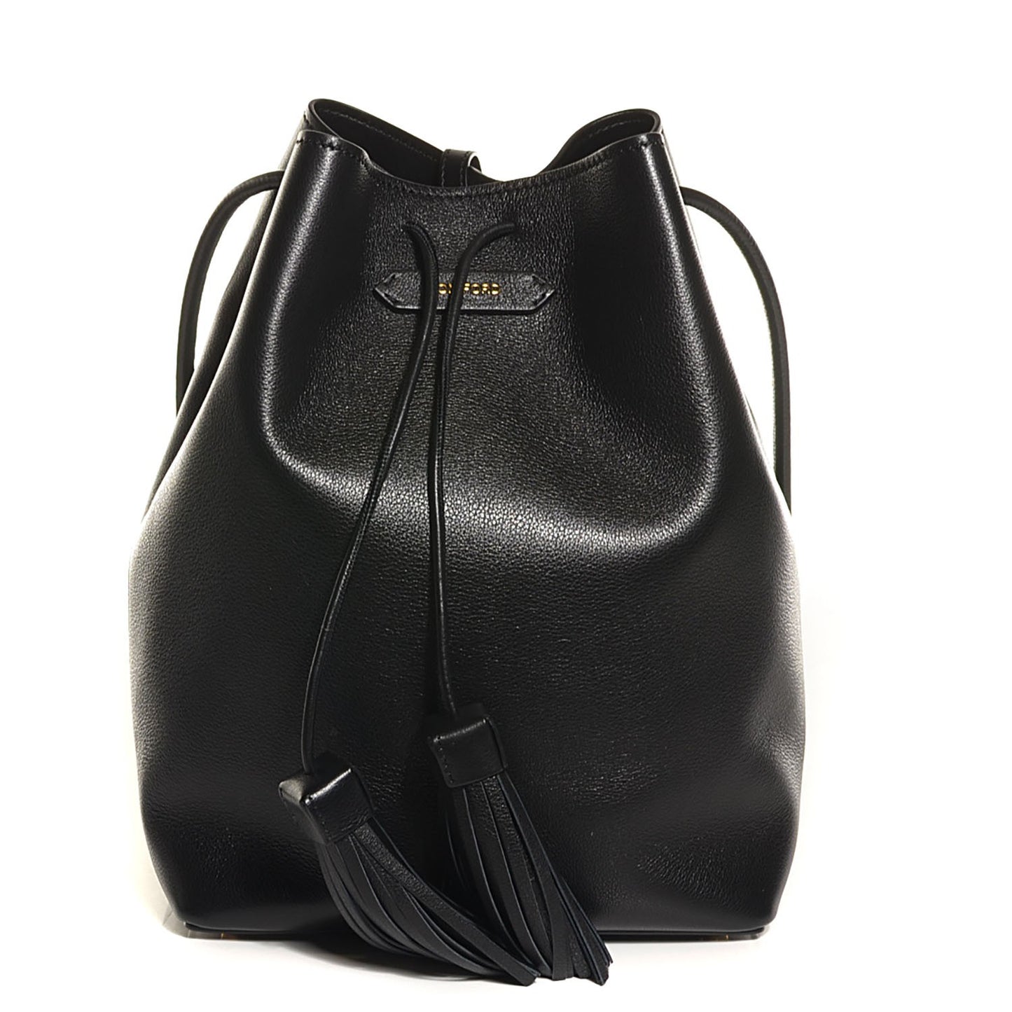 Calfskin Small Tassel Bucket Bag Black