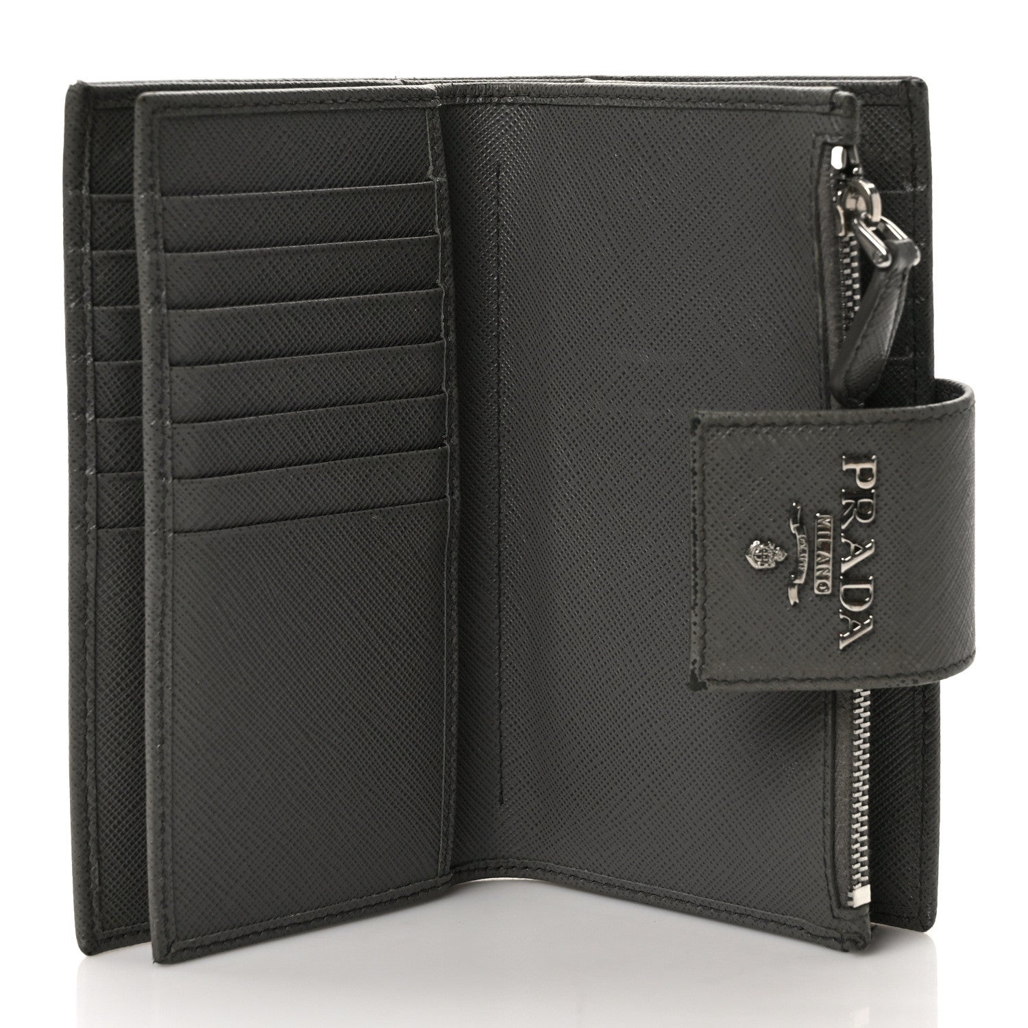 Prada Saffiano Metal Medium Wallet Grey 5 of 9