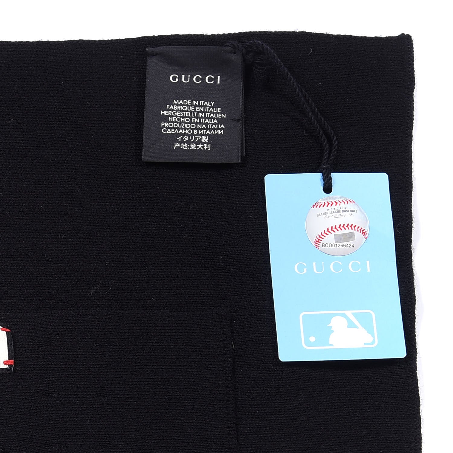 Gucci X MLB Wool Crystal NY Yankees Scarf Black 3 of 4