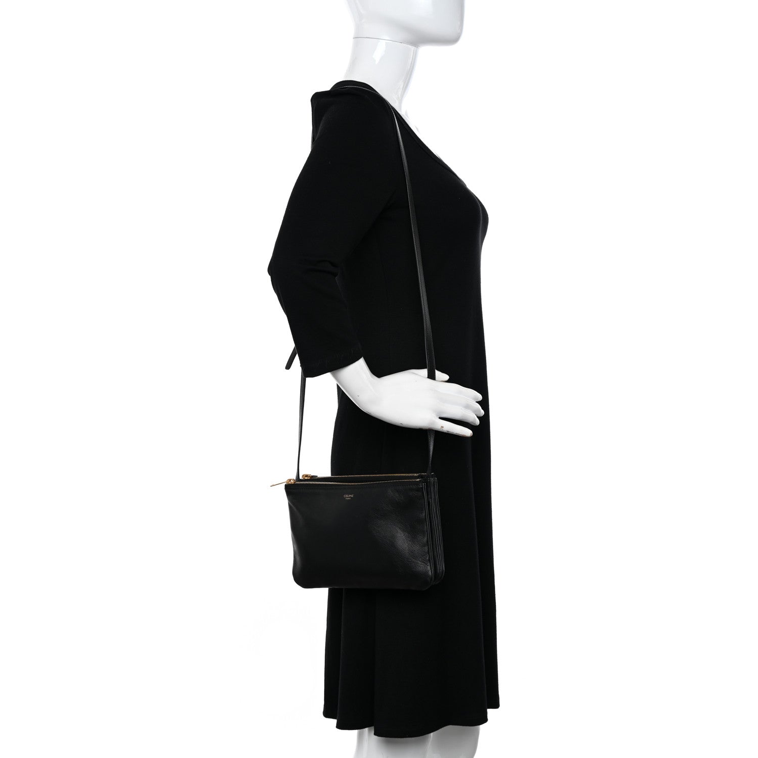Celine Lambskin Small Trio Crossbody Bag Black 2 of 9