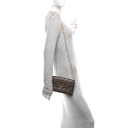 Fendi Vitello Soft F is Fendi Bi-Color FF 1974 Embossed Envelope Wallet On Chain with Pouches Maya Black 2 of 12