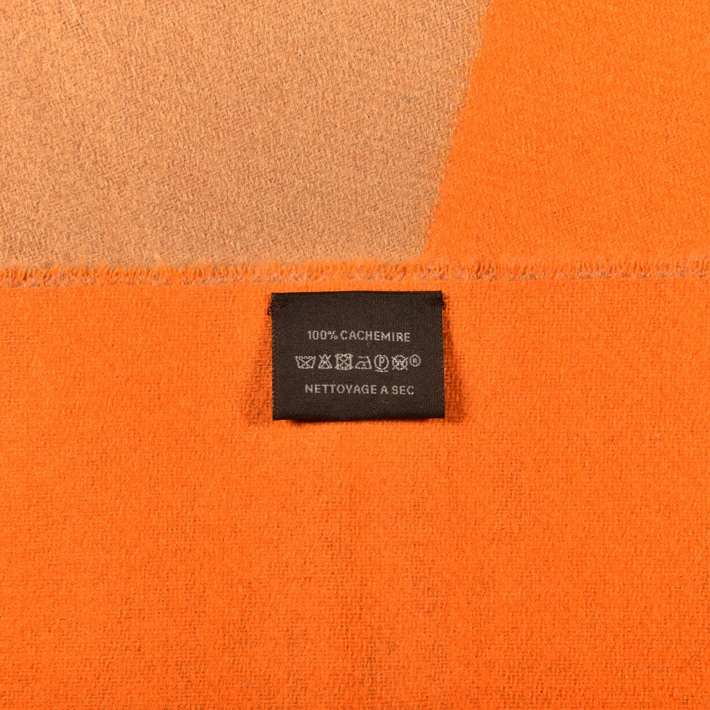 Cashmere Casaque Chevron Muffler Camel Mandarine