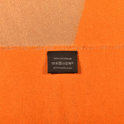 Hermes Cashmere Casaque Chevron Muffler Camel Mandarine 4 of 4