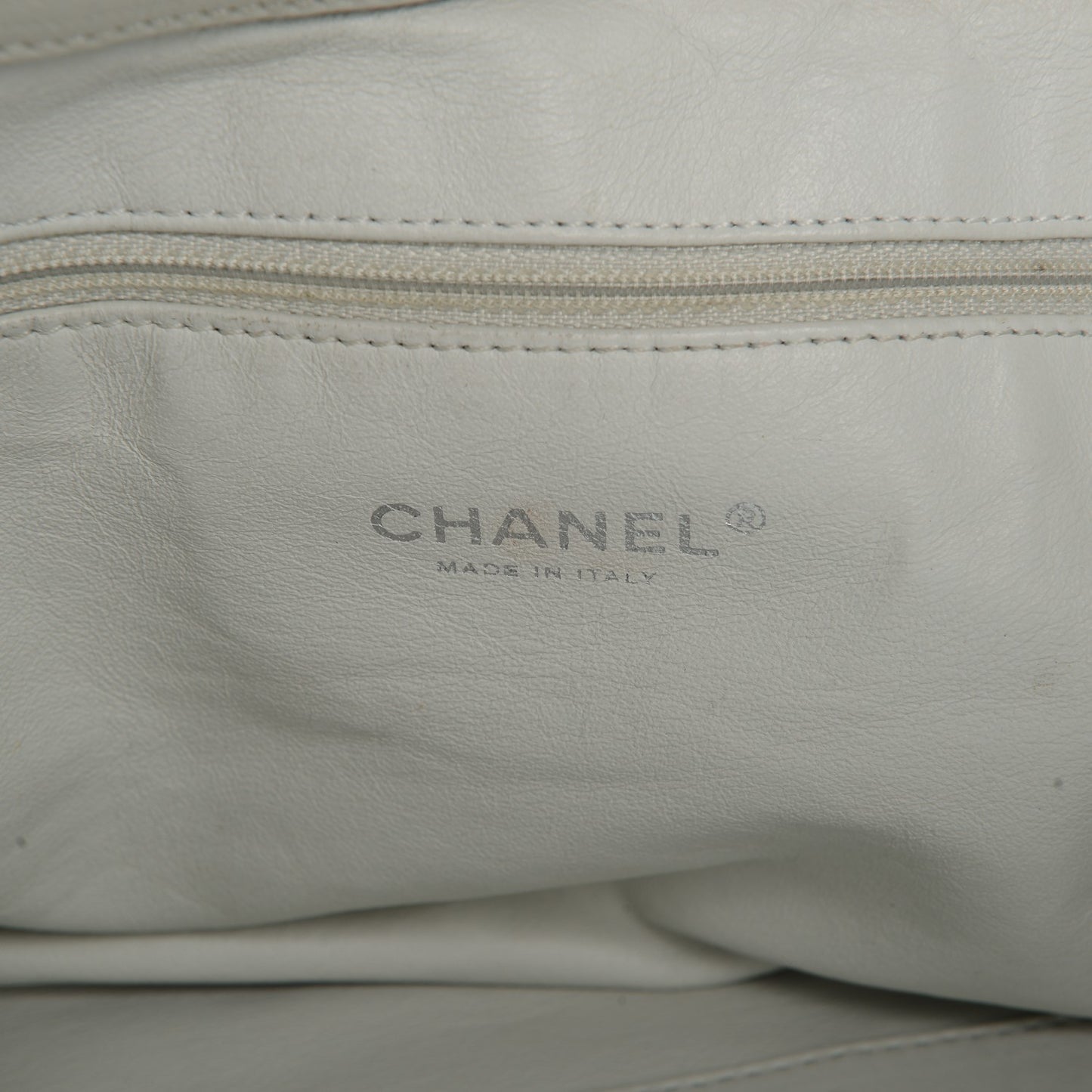 Calfskin Large East West Modern Chain Tote White