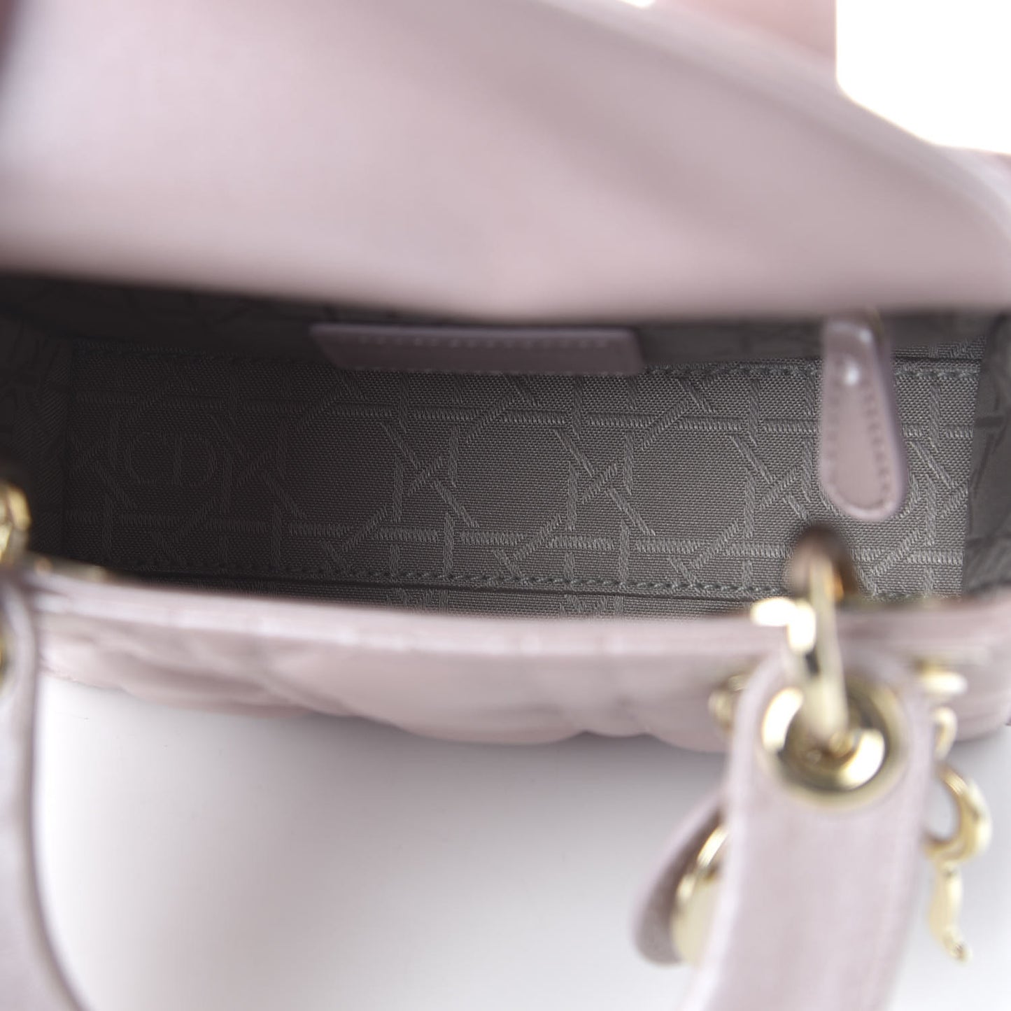 Metallic Lambskin Cannage Mini Lady Dior Lotus
