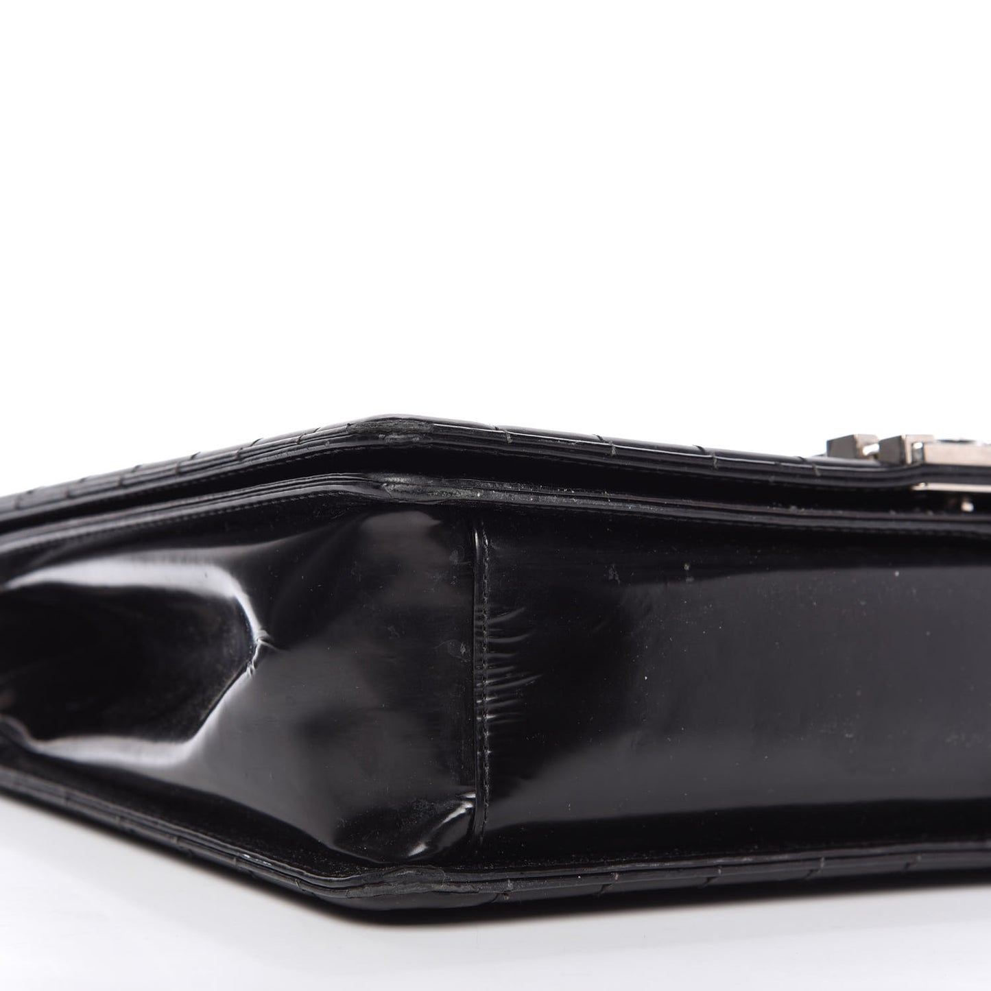 Glazed Calfskin Large Boy Flap Black