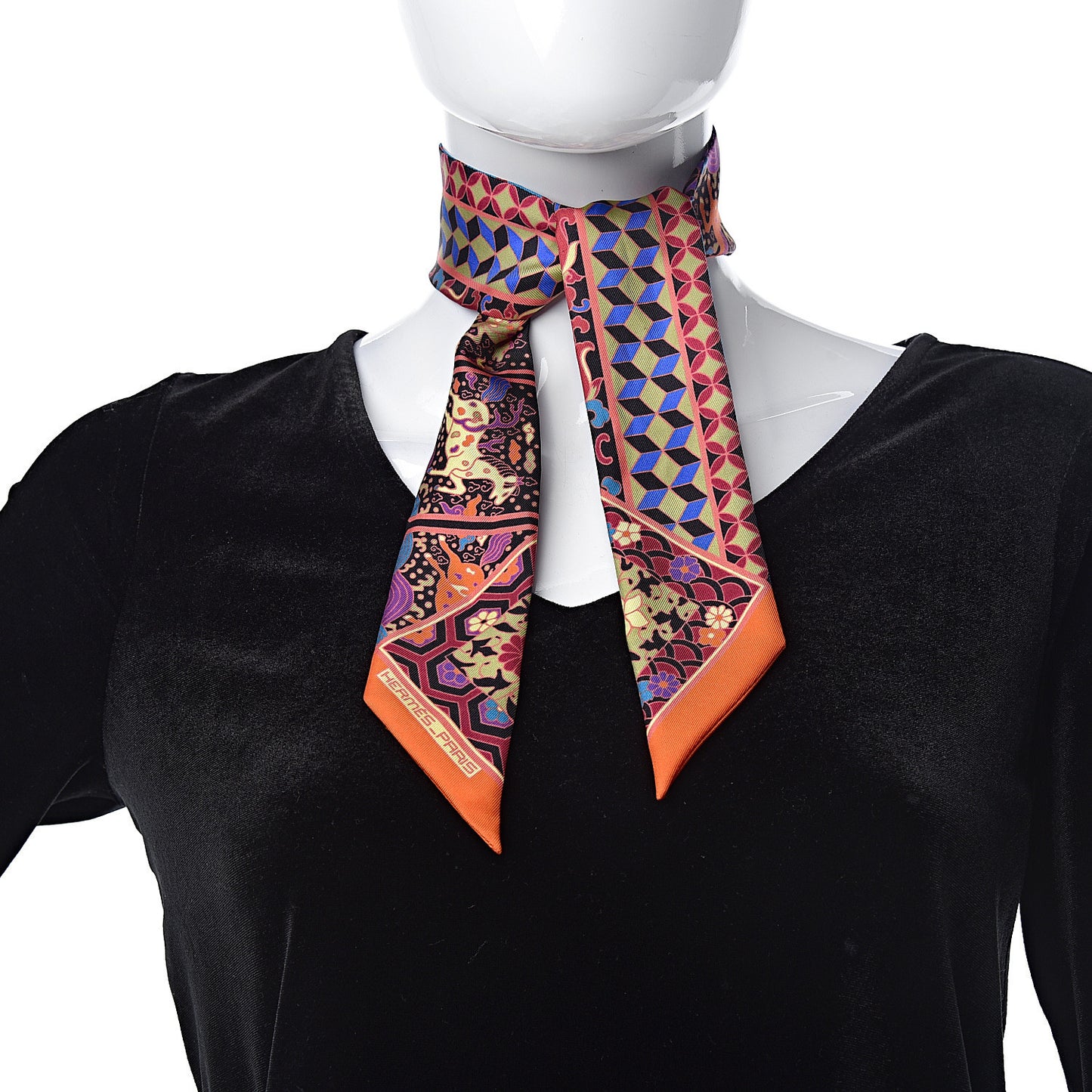 Silk Collections Imperiales Twilly Orange Fuchsia Black