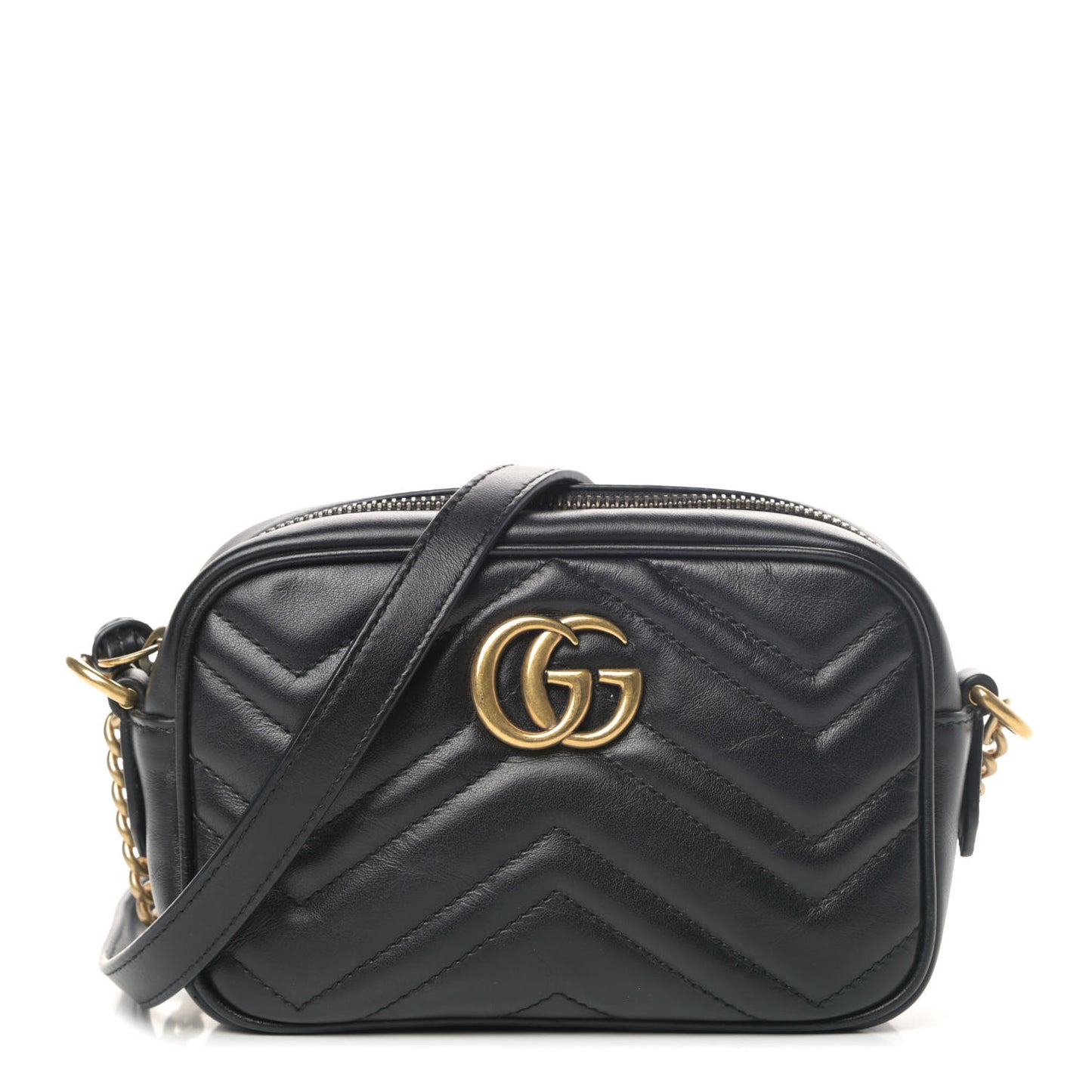 Calfskin Matelasse Mini GG Marmont Chain Shoulder Bag Black