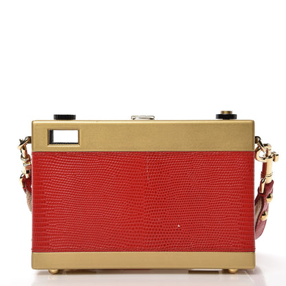 Dolce & Gabbana Lizard Camera Shoulder Bag Red Gold 9 of 12