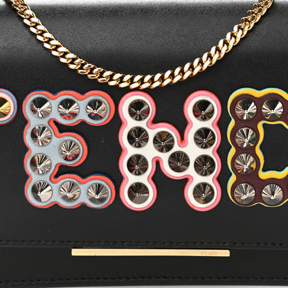 Fendi Vitello Liberty Fun Fair Metal Studded Tube Wallet on Chain Black Multicolor 7 of 10