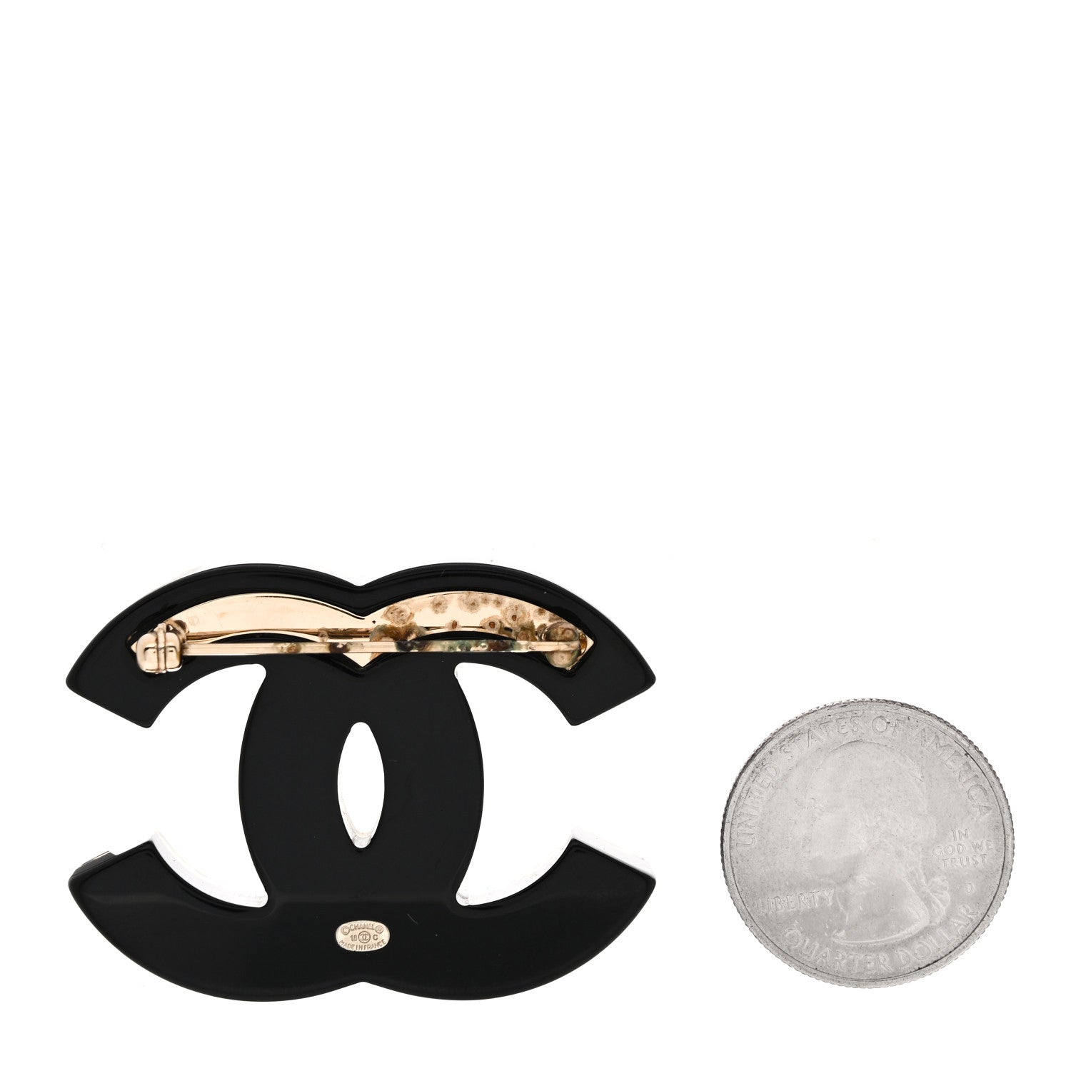 Chanel Resin Pearl Enamel Flower CC Brooch Black Blue Gold 2 of 5