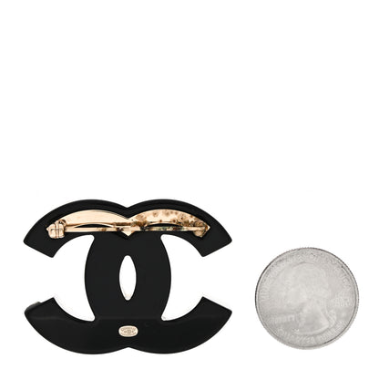 Chanel Resin Pearl Enamel Flower CC Brooch Black Blue Gold 2 of 5