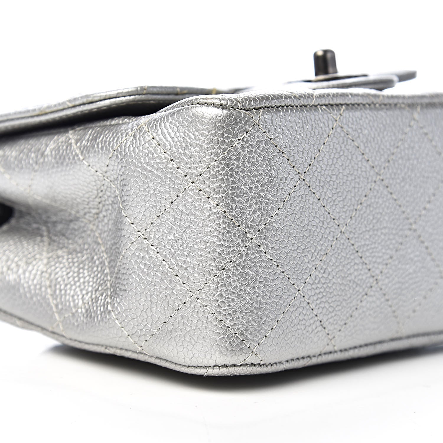 Chanel Metallic Caviar Quilted Mini Square Flap Silver 8 of 11
