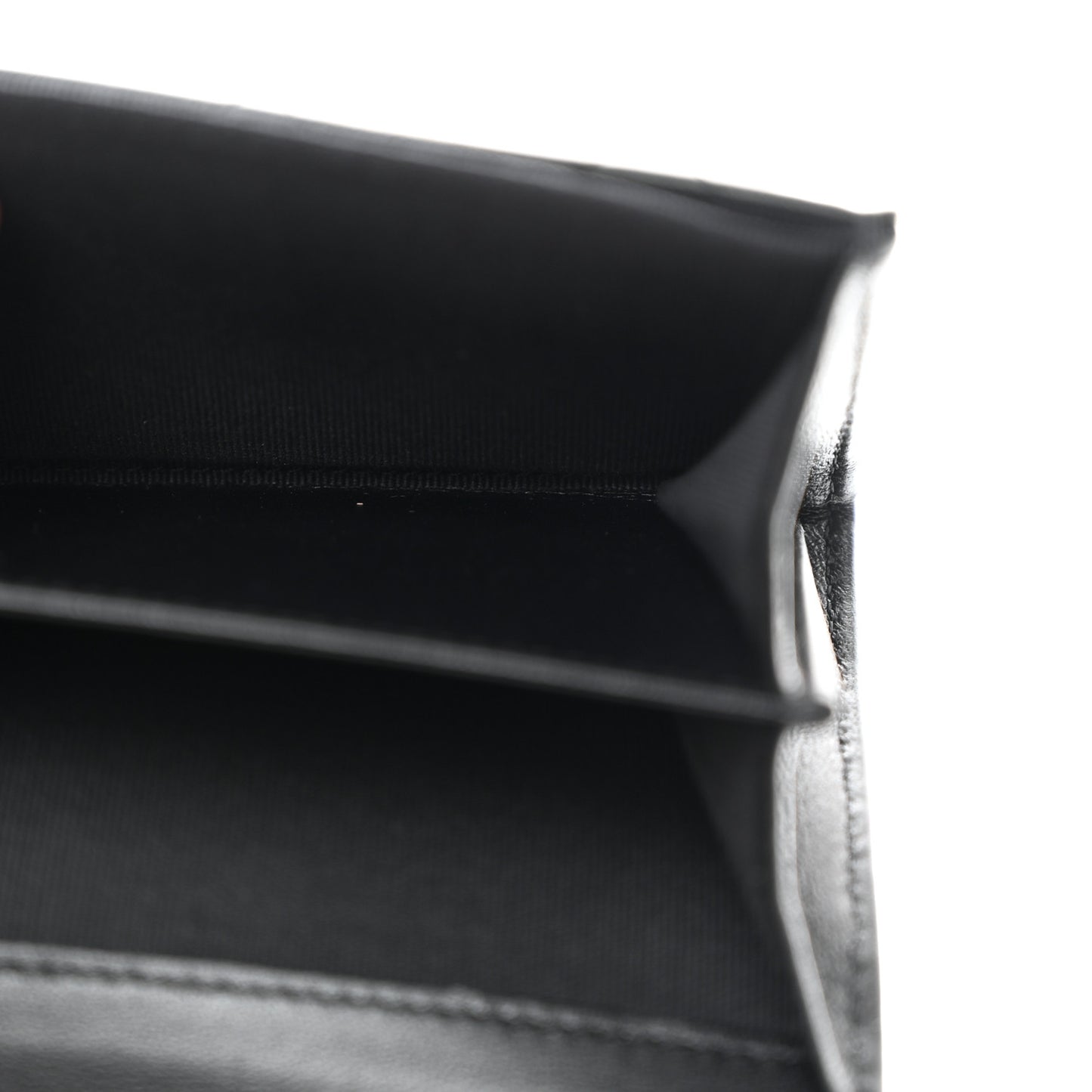 Lambskin Quilted Flap Baguette Crystal Card Holder Wallet Black