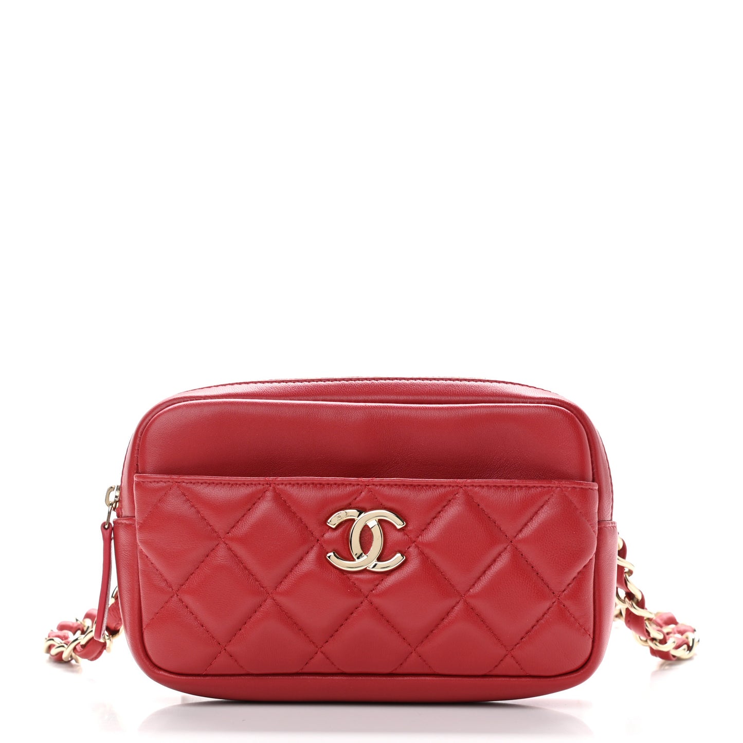 Lambskin Quilted Waist Bag Red