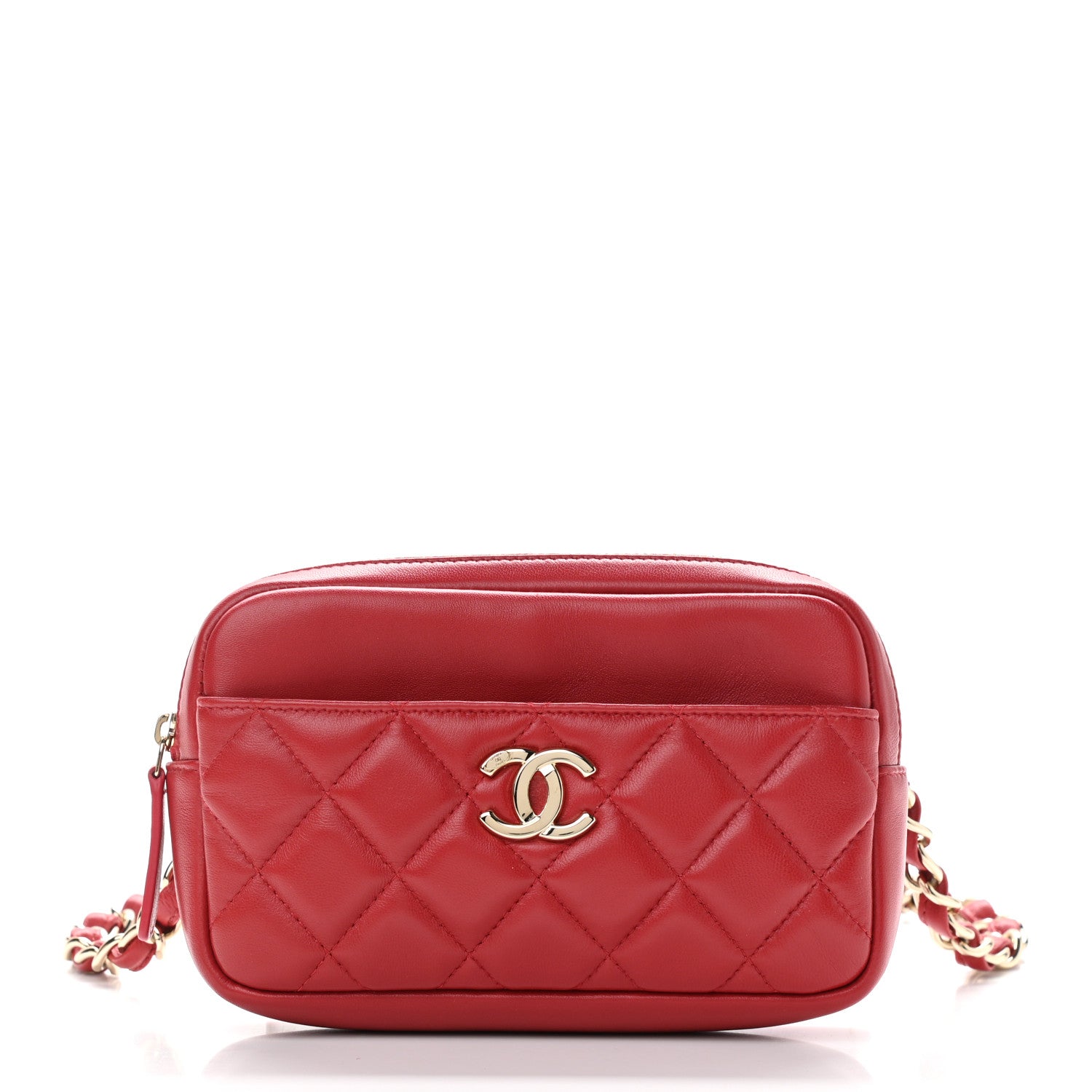 Chanel Lambskin Quilted Waist Bag Red 1 of 12