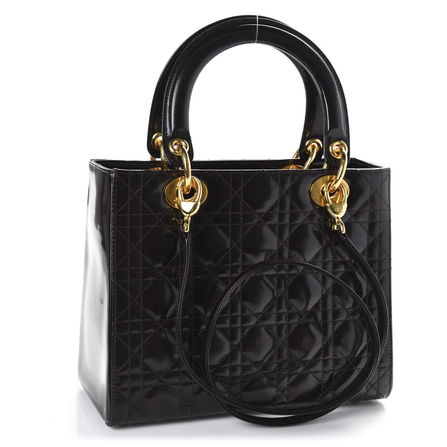 Patent Cannage Medium Lady Dior Black