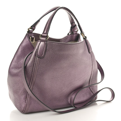 Gucci Metallic Pebbled Calfskin Small Soho Shoulder Bag Purple 2 of 10