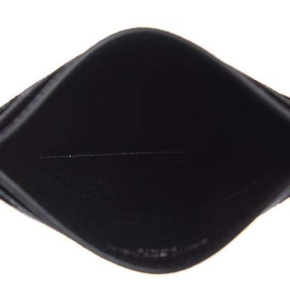 Saint Laurent Grain De Poudre Matelasse Chevron Monogram Credit Card Case Black 5 of 6