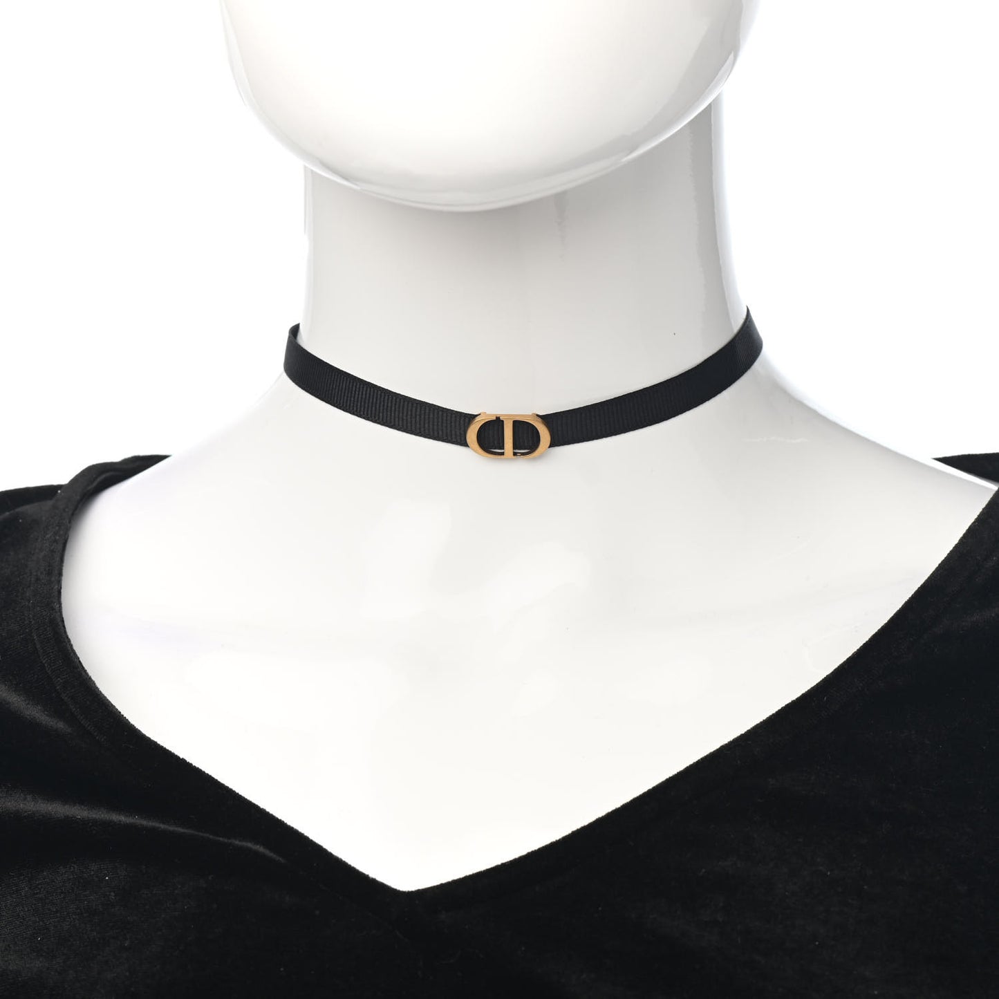 Grosgrain Ribbon CD Choker Necklace Black