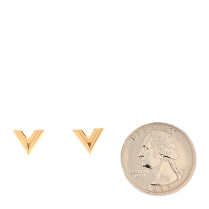 Louis Vuitton Brass Essential V Stud Earrings Gold 2 of 5