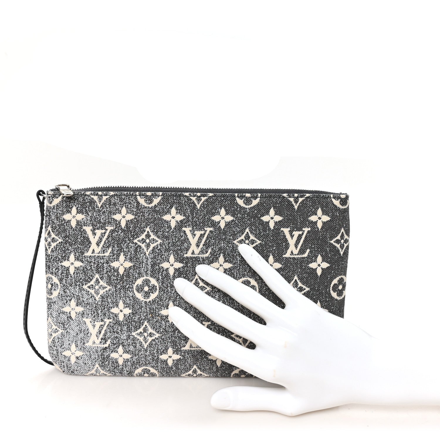 Louis Vuitton Denim Monogram Jacquard Neverfull MM GM Pochette Gray 2 of 6