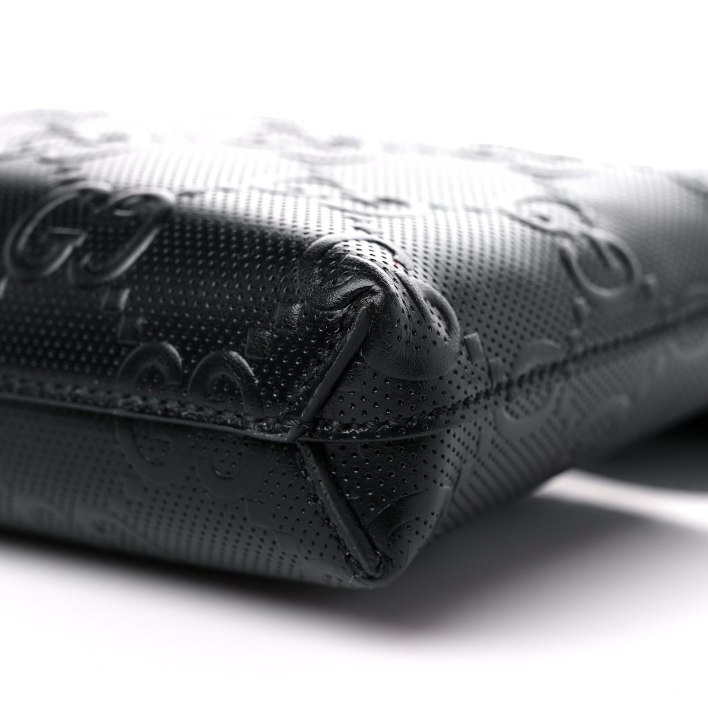 Calfskin GG Tennis Embossed Medium Wristlet Messenger Bag Black