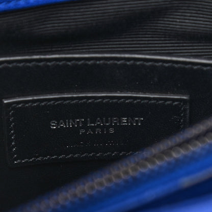 Saint Laurent Sheepskin Matelasse Chevron Monogram Medium College Bag Royal Blue 6 of 10