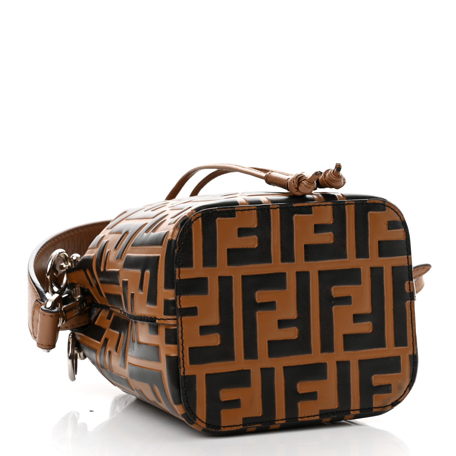Fendi Vitello Liberty F is Fendi FF Embossed Mini Mon Tresor Bucket Bag Tobacco Black 4 of 14
