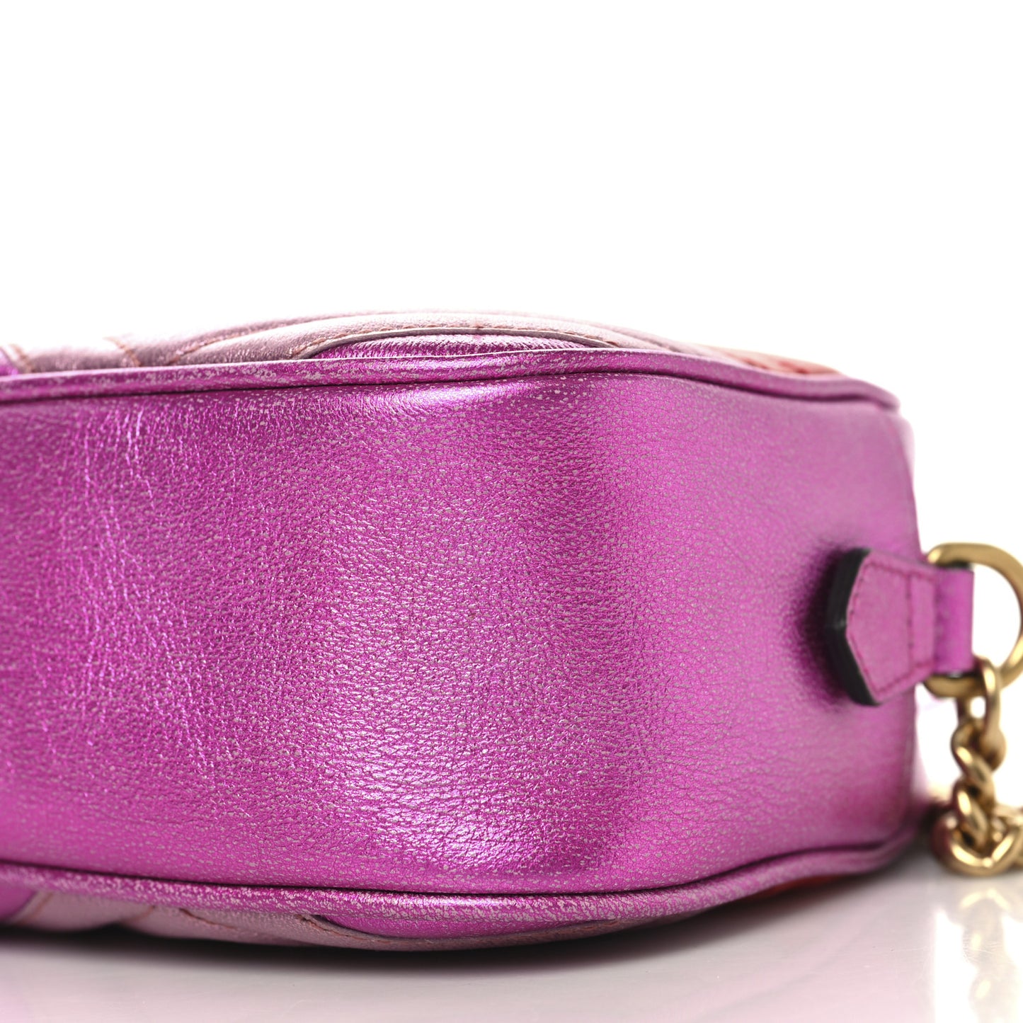 Laminated Nappa Matelasse Small GG Marmont Chain Shoulder Bag Fuxia Rosso Rosa