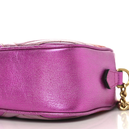 Gucci Laminated Nappa Matelasse Small GG Marmont Chain Shoulder Bag Fuxia Rosso Rosa 10 of 10
