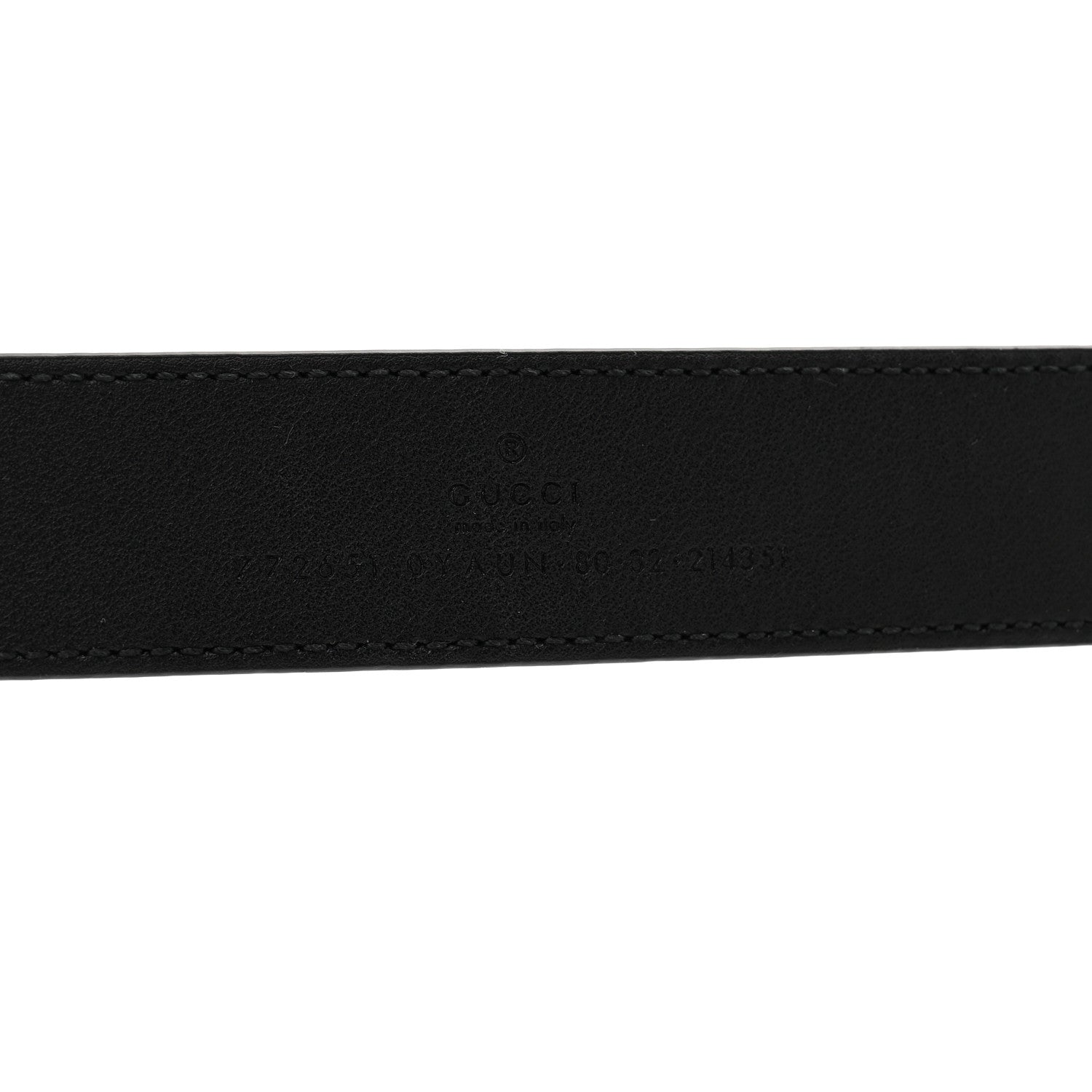 Gucci Calfskin Baguette Crystal Double G 30mm Belt 80 32 Black 3 of 5