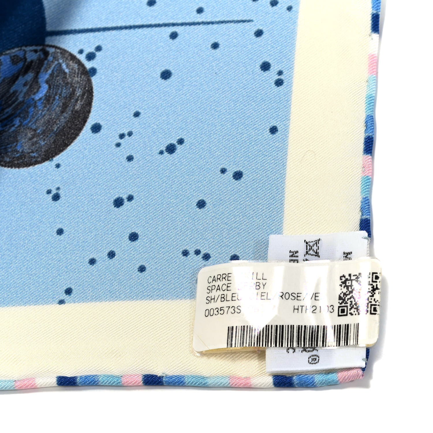 Hermes Silk Space Derby Scarf 90 Bleu Ciel Rose Vert Amande 2 of 6