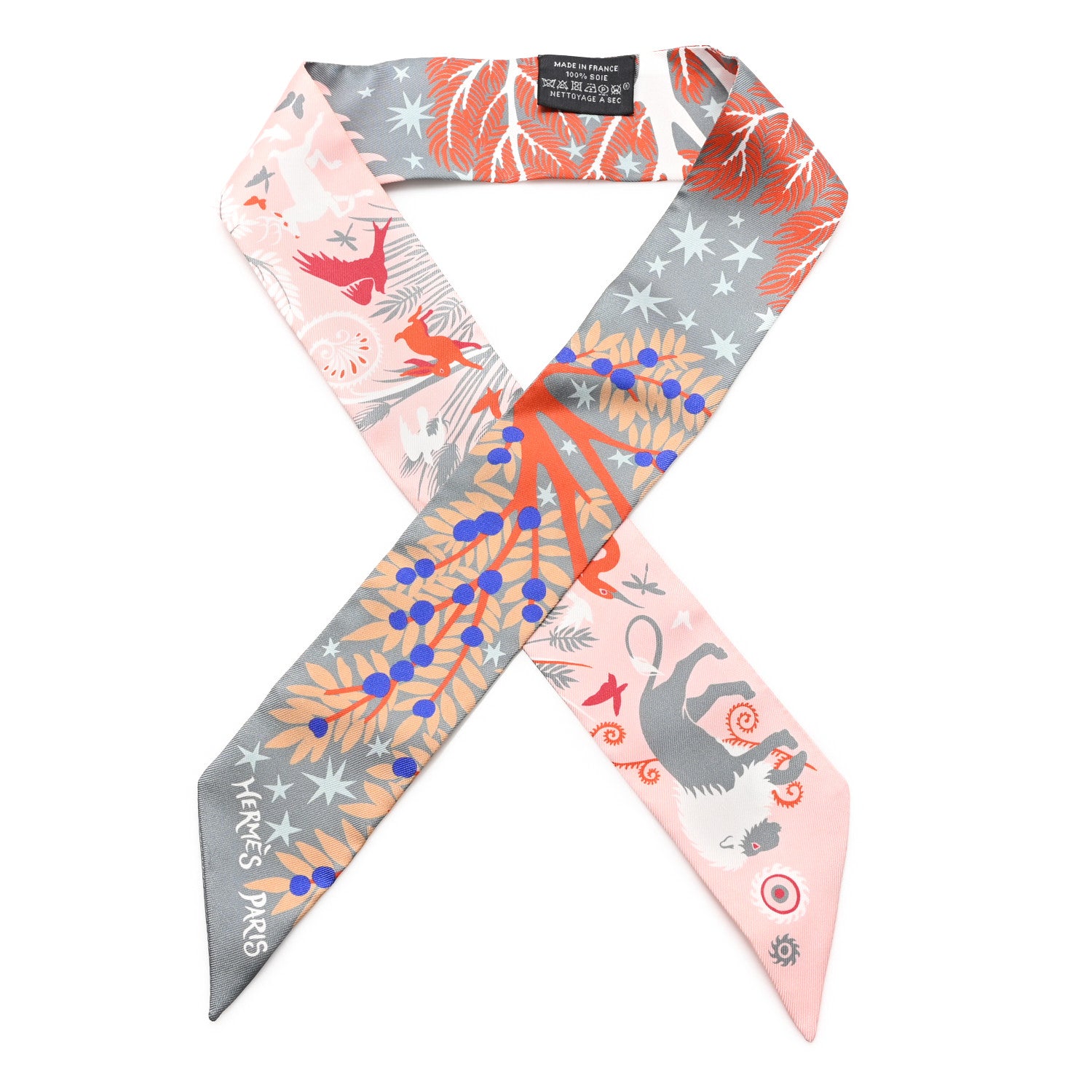 Hermes Silk Le Charme D Orphee Twilly Gris Acier Rose Poudre 1 of 4
