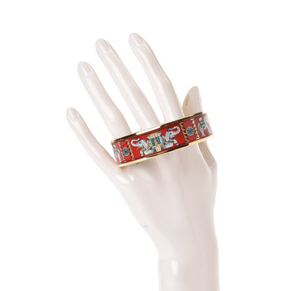 Hermes Enamel Printed Elephant Torana Wide Bracelet 70 2 of 4