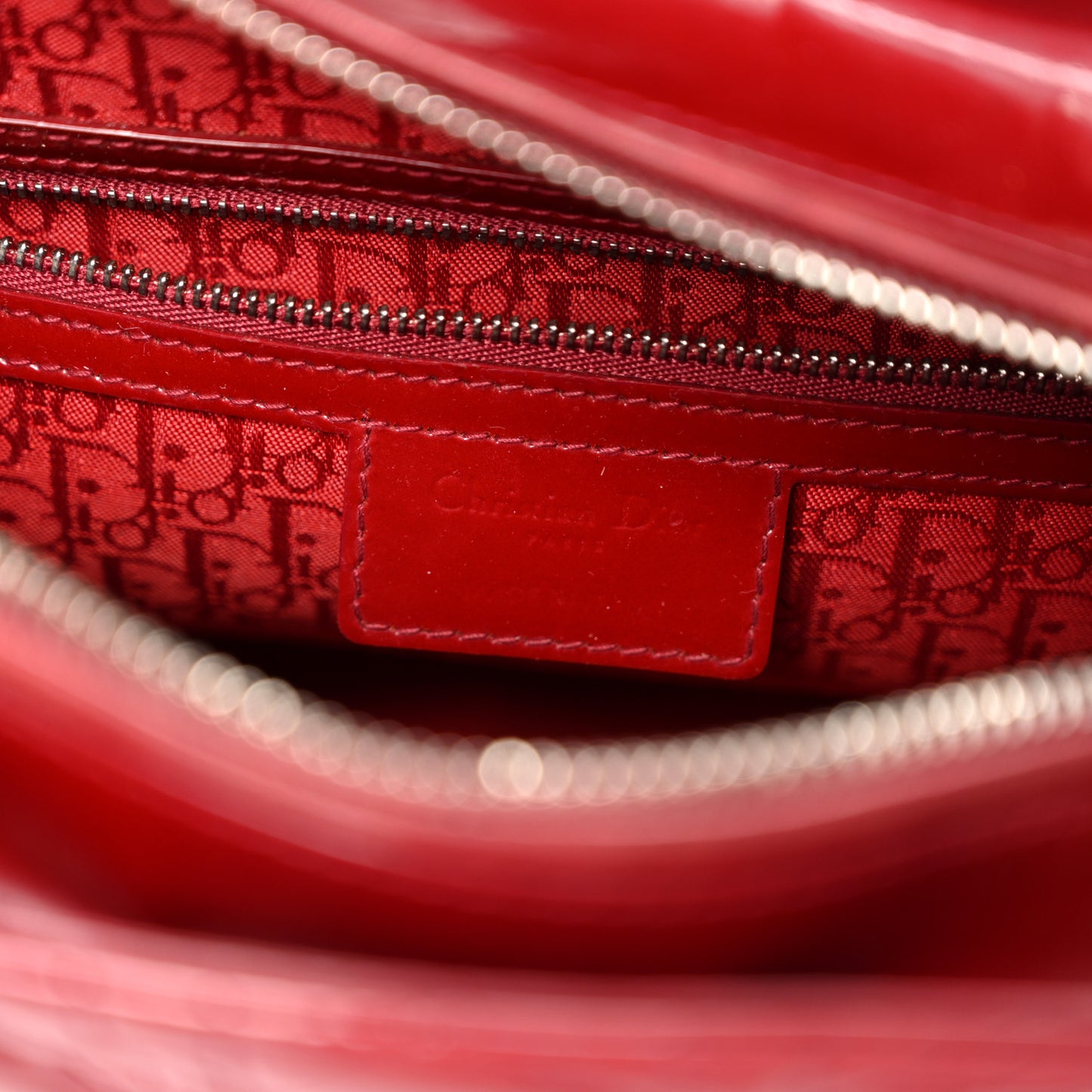 Patent Cannage Large Lady Dior Red