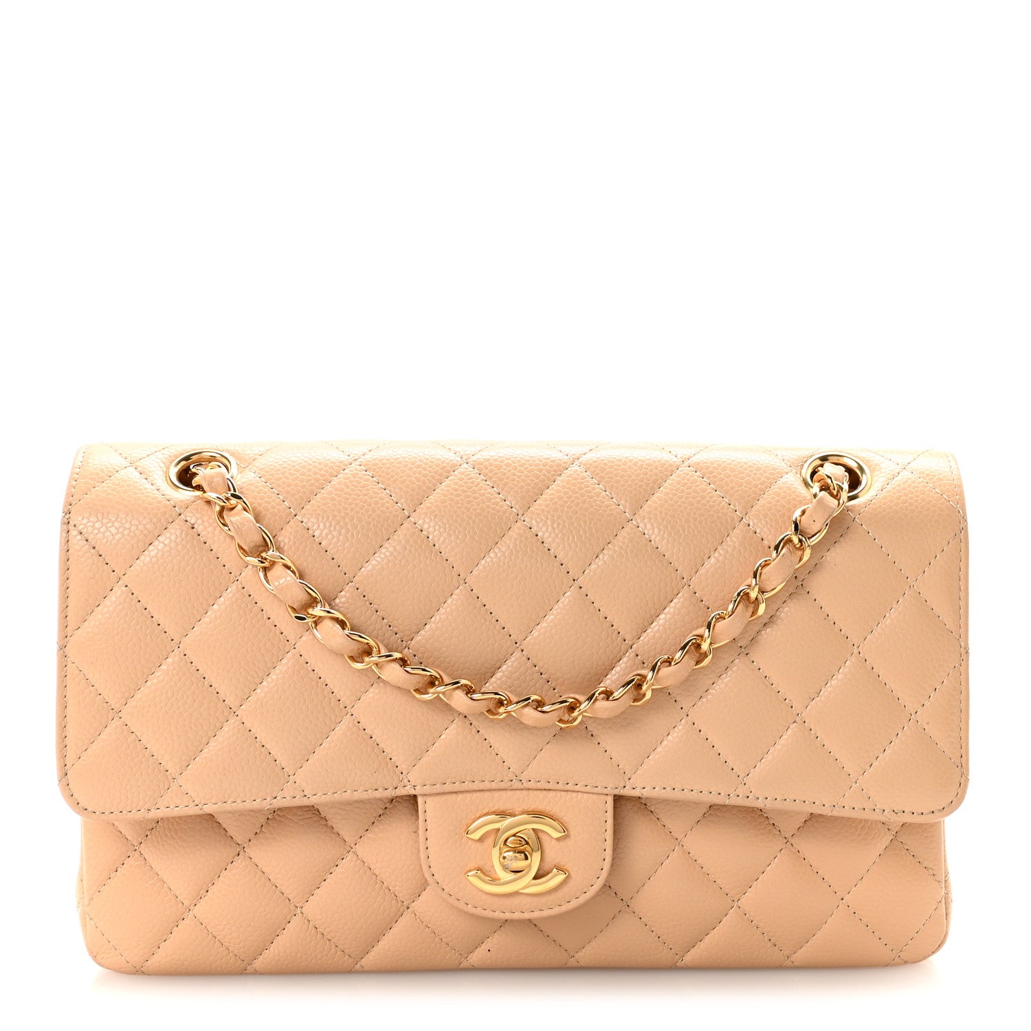 Chanel Caviar Quilted Medium Double Flap Beige 1 of 11