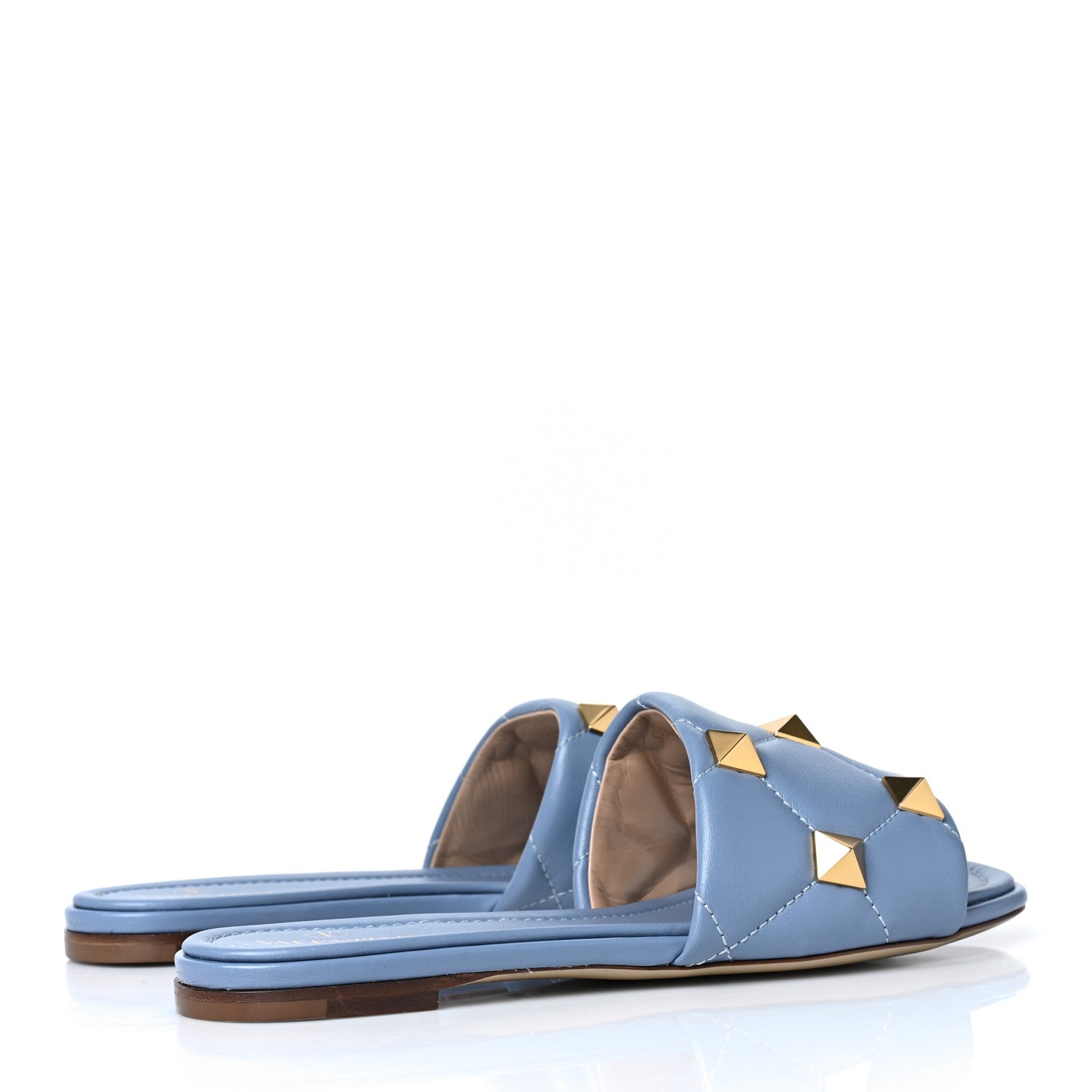 Valentino Garavani Nappa Roman Stud Flat Slide Sandals 39.5 Niagara 4 of 8