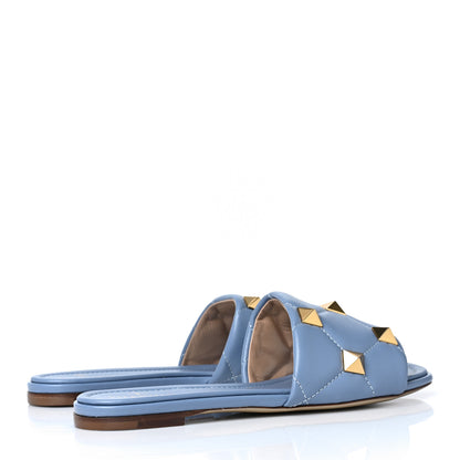 Valentino Garavani Nappa Roman Stud Flat Slide Sandals 39.5 Niagara 4 of 8