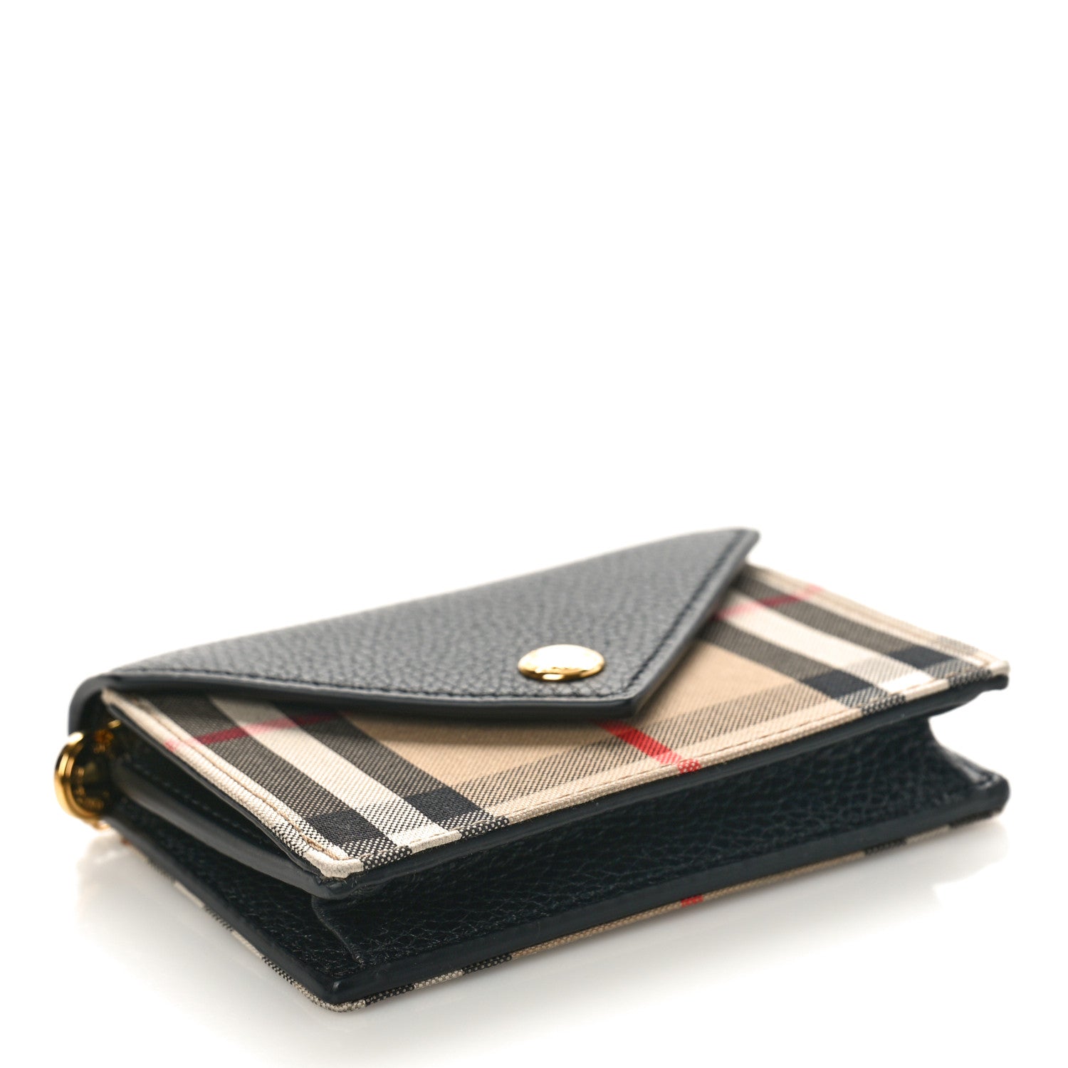 Burberry Grainy Calfskin Vintage Check Jade Card Case On Chain Black 4 of 9