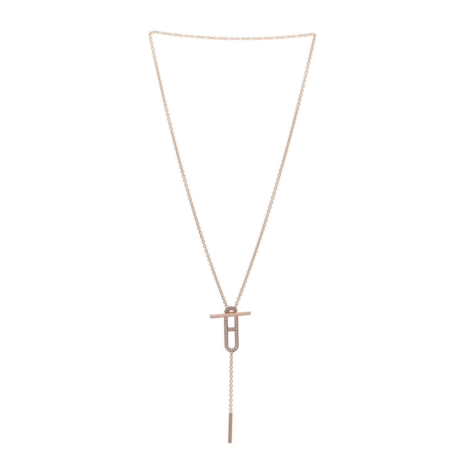 Hermes 18K Rose Gold Diamond PM Ever Chaine D'Ancre Necklace ST 3 of 5