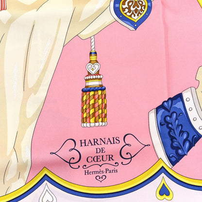 Hermes Silk Harnais De Cour Scarf 90 Gris Perle Rose Bonbon Bleu 3 of 3