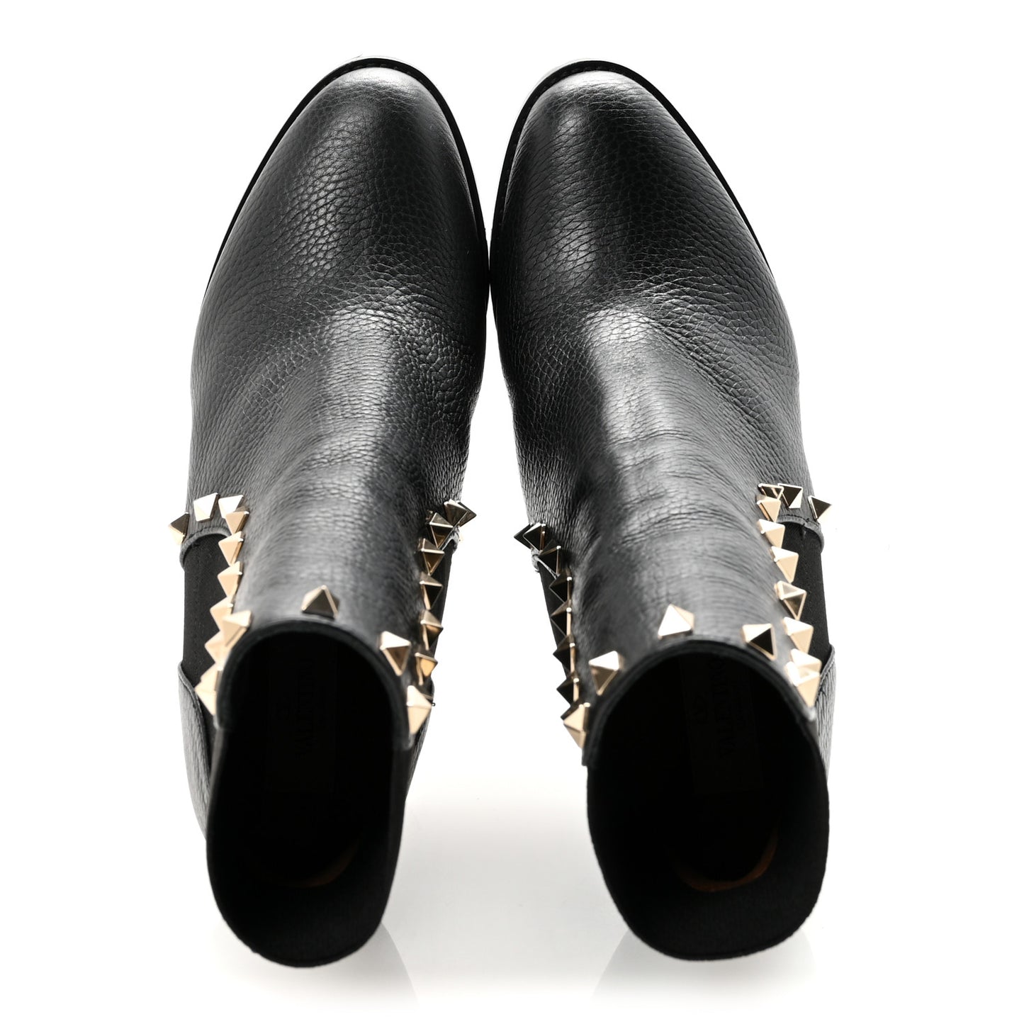 Grained Calfskin Rockstud Chelsea 80mm Ankle Boots 39 Black