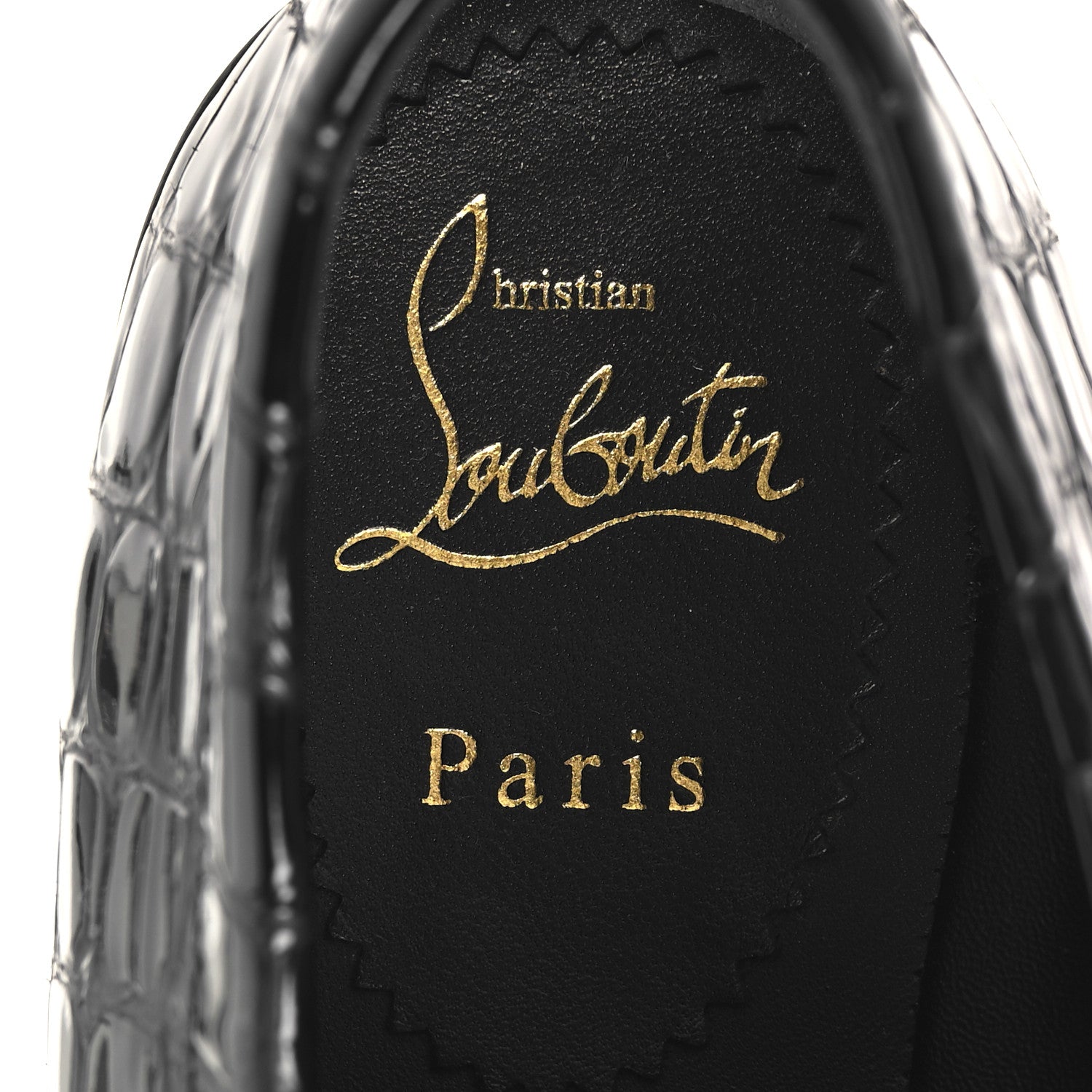 Christian Louboutin Soft Calfskin Alligator Embossed Mens MJ Moc Loafers 42 Black 8 of 9