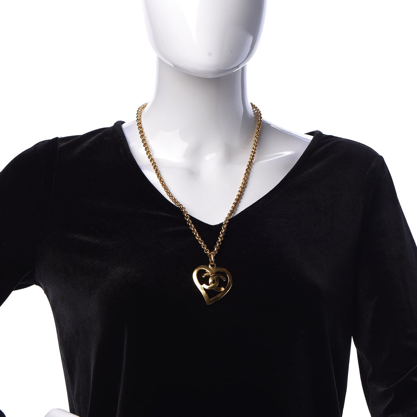 CC Heart Chain Pendant Necklace Gold