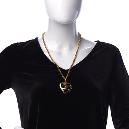 Chanel CC Heart Chain Pendant Necklace Gold 2 of 5